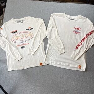 VTG The Drop FMF Supercross Long Sleeve White T Shirts (LOT OF 2) Mens M